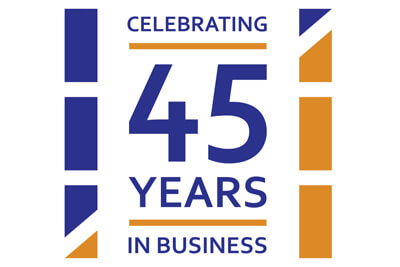 Emblem designed to mark 45 years of business